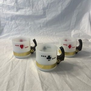 Vintage Siesta Ware Bridge Set Milk Glass Mugs Set of 3